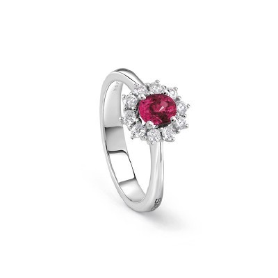 Anello Love oro bianco con diamante e rubino [5aff61c7]