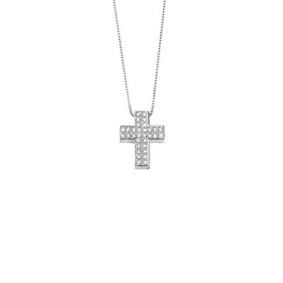 Collana Croce I Segni oro bianco con diamanti [6b9813e4]