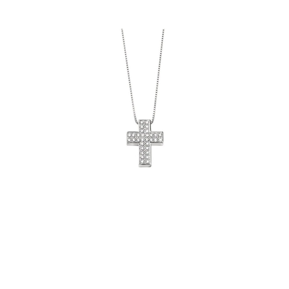 Collana Croce I Segni oro bianco con diamanti [6b9813e4]