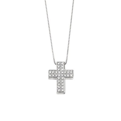 Collana Croce I Segni oro bianco con diamanti [b2be50e9]