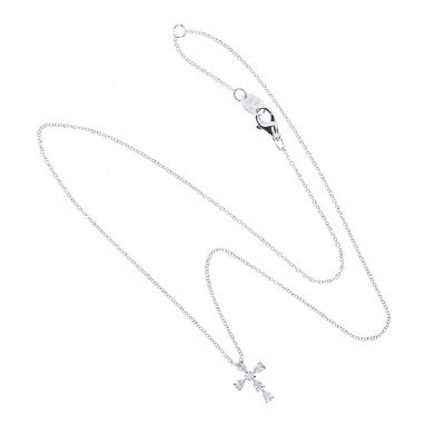 Collierino Croci oro bianco con diamanti [88570844]