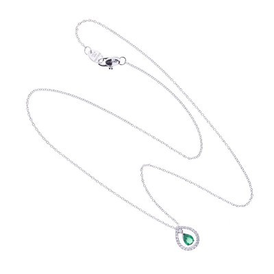 Collierino Classico oro bianco diamanti smeraldo [fdf4f481]