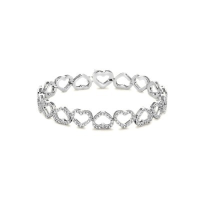 Bracciale tennis Cuori oro bianco e diamanti [bcc89ebe]
