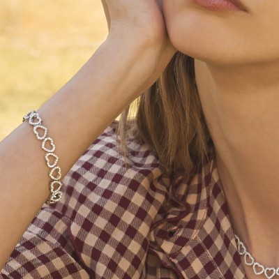 Bracciale tennis Cuori oro bianco e diamanti [bcc89ebe]