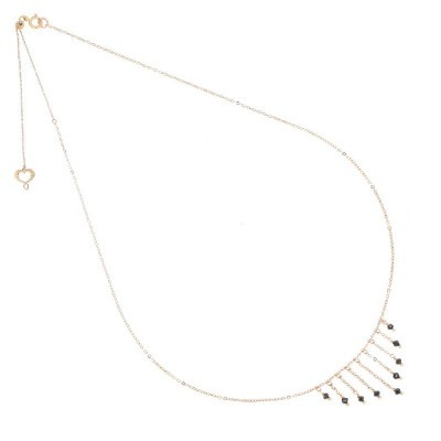 Girocollo oro rosa 18kt Cascata di diamanti neri [fce740fd]