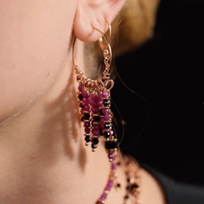 Orecchini lunghi con Rubino e Spinello [6ef23ab4]