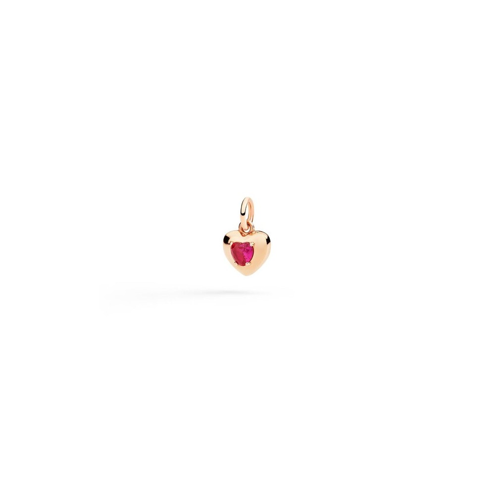 Ciondolo Cuore oro rosa 9kt Rubino sintetico [65d9faab]