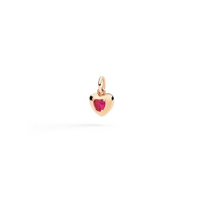 Ciondolo Cuore oro rosa 9kt Rubino sintetico [65d9faab]