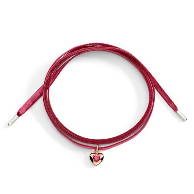 Ciondolo Cuore oro rosa 9kt Rubino sintetico [bcffb9a6]