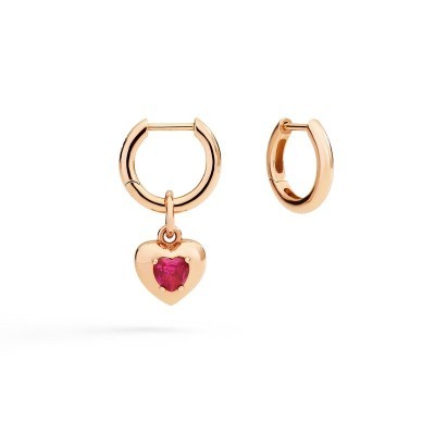 Ciondolo Cuore oro rosa 9kt Rubino sintetico [0be278a2]