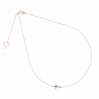Girocollo 18kt Croce pasante polvere diamanti [83794807]
