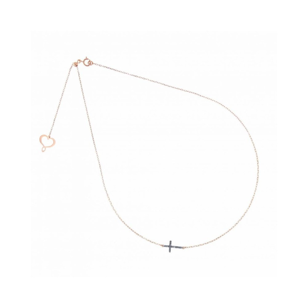 Girocollo 18kt Croce pasante polvere diamanti [83794807]