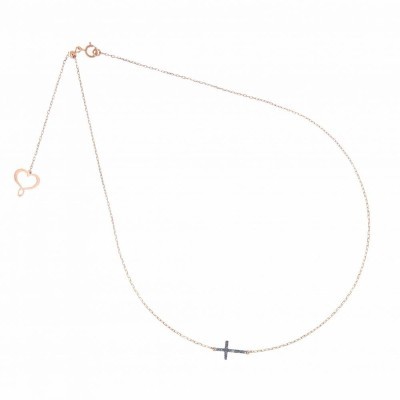 Girocollo 18kt Croce pasante polvere diamanti [83794807]