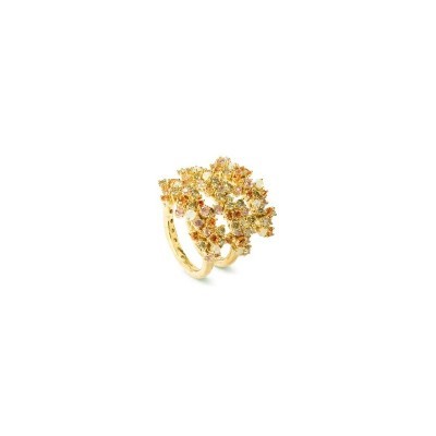 Anello Mimosa oro giallo diamanti zaffiri e opali [d60aed27]
