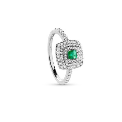 Anello Bagliori oro bianco diamanti e smeraldo [c7edaedf]