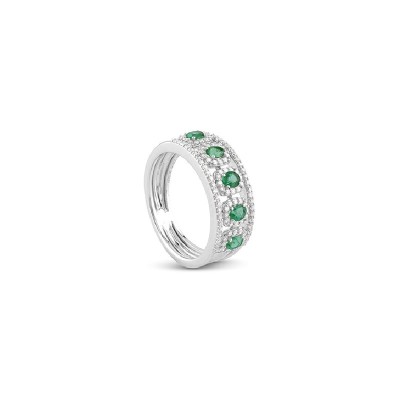 Anello Classico oro bianco diamanti e smeraldo [84ccb3da]