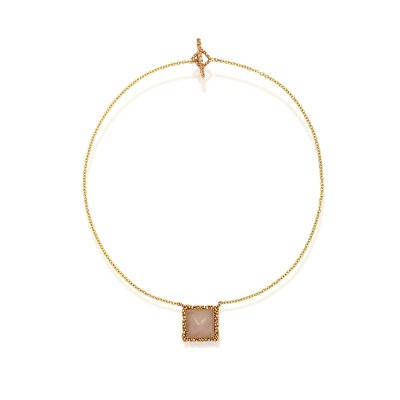 Collana New York Ottone Miele Quarzo rosa [6efccc9d]