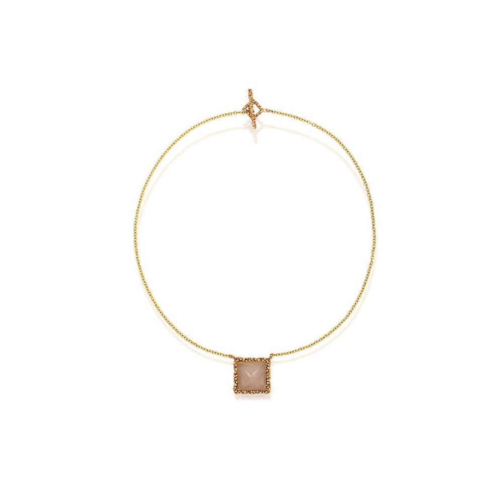 Collana New York Ottone Miele Quarzo rosa [6efccc9d]