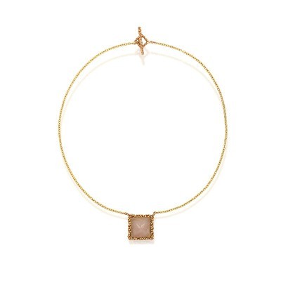 Collana New York Ottone Miele Quarzo rosa [6efccc9d]