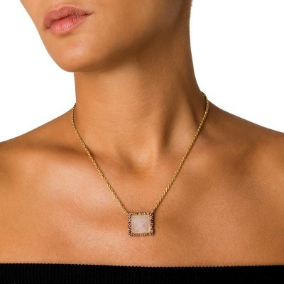 Collana New York Ottone Miele Quarzo rosa [6efccc9d]