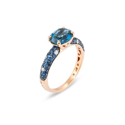 Anello Iris oro rosa 18kt topazio London Blu [1e933664]