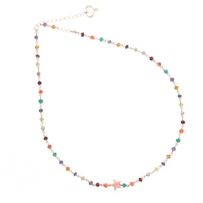 Girocollo pietre multicolor e Stella in lastra [196f6b33]