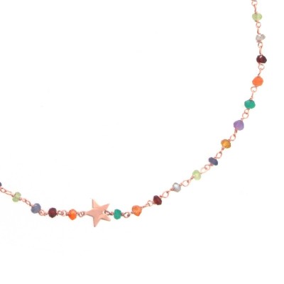 Girocollo pietre multicolor e Stella in lastra [c049283e]