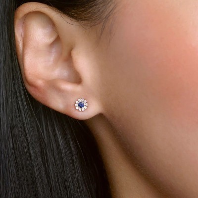 Orecchini Margherita oro bianco diamanti e zaffiri [d061803c]