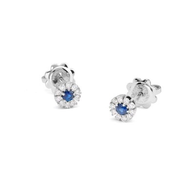 Orecchini Margherita oro bianco diamanti e zaffiri [677c4138]