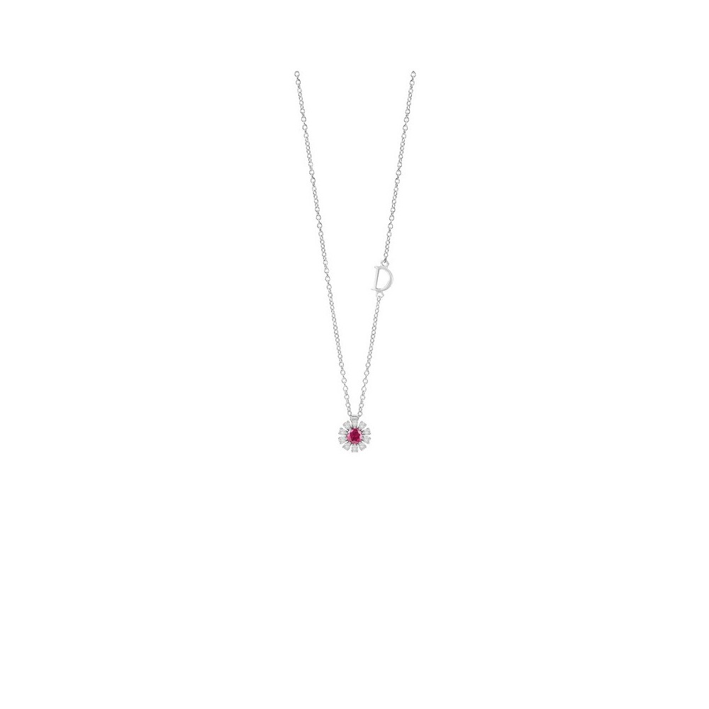 Collana Margherita oro bianco diamanti e rubino [c103ad78]