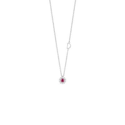 Collana Margherita oro bianco diamanti e rubino [c103ad78]