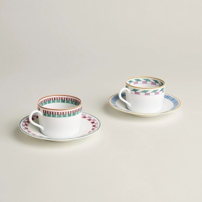 Set 2 tazze da tè e piattino Hermès en Contrepoint [a8627080]