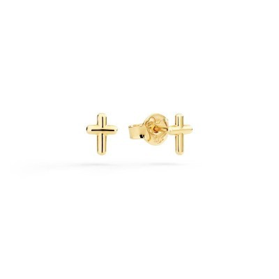 Orecchini mini stud Croce oro giallo [522c4696]