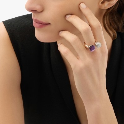 Anello Nudo Ametista e diamanti bianchi [7cbbbbbb]