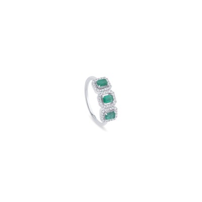 Anello Mini Dora oro bianco diamanti e smeraldi [2e23cb1f]