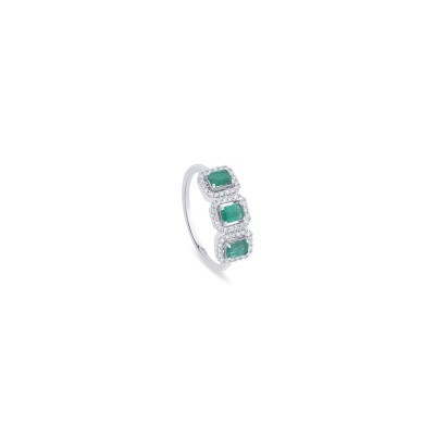 Anello Mini Dora oro bianco diamanti e smeraldi [2e23cb1f]