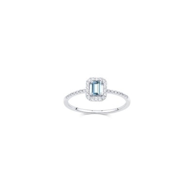 Anello Mini Dora oro bianco diamanti acquamarina [04acdd15]