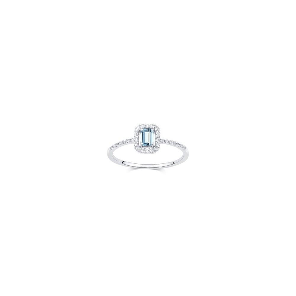 Anello Mini Dora oro bianco diamanti acquamarina [04acdd15]