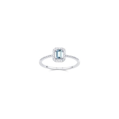 Anello Mini Dora oro bianco diamanti acquamarina [04acdd15]