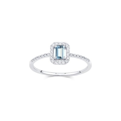 Anello Mini Dora oro bianco diamanti acquamarina [dd8a9e18]