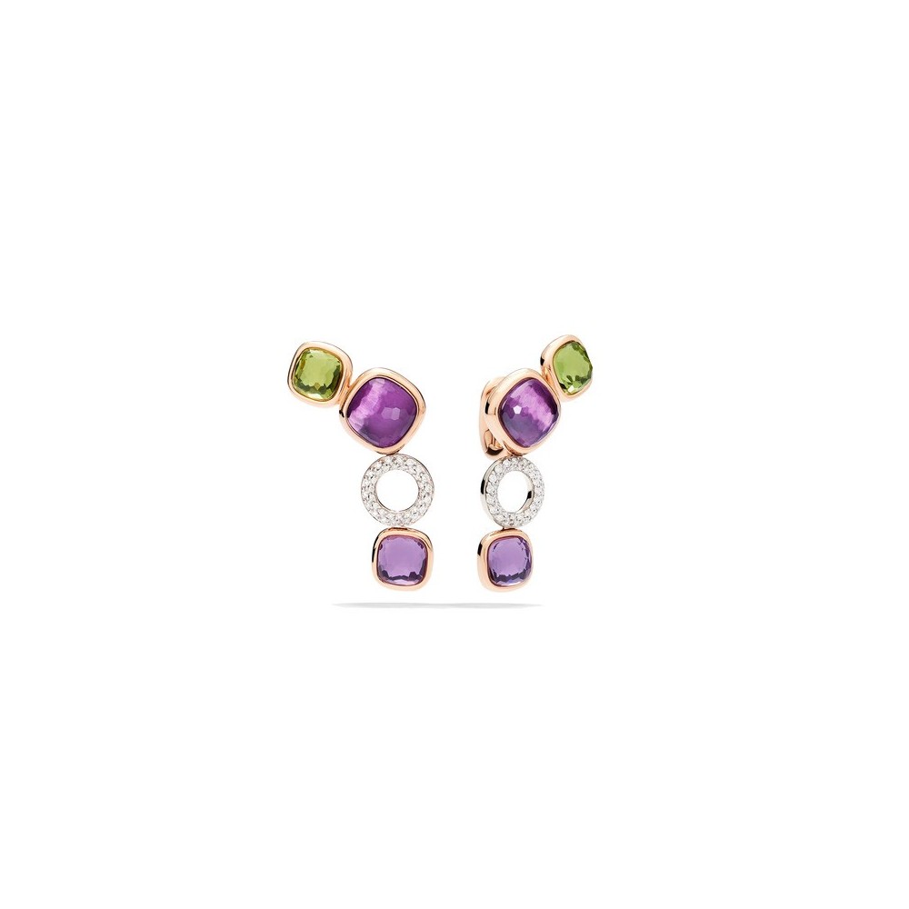 Orecchini Nudo oro diamanti ametiste e peridoti [5fc588e0]