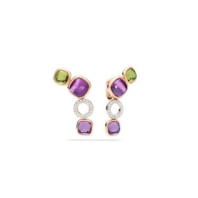 Orecchini Nudo oro diamanti ametiste e peridoti [5fc588e0]