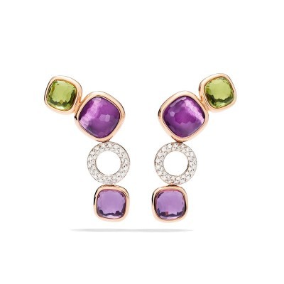 Orecchini Nudo oro diamanti ametiste e peridoti [c415cb05]