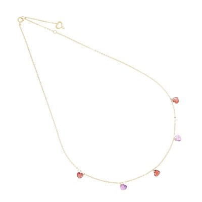 Girocollo 18kt Cuori nudi Viola e Rossi [abb9661d]