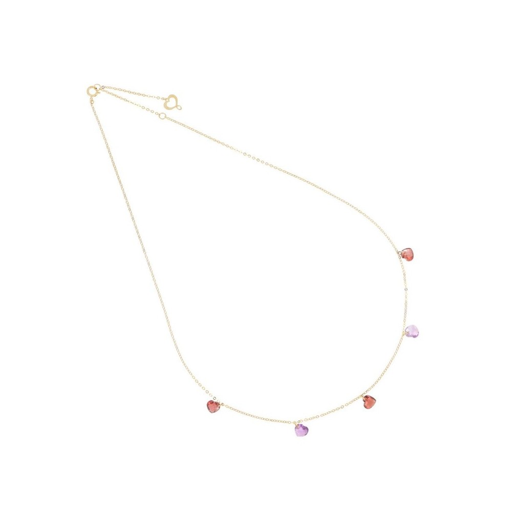 Girocollo 18kt Cuori nudi Viola e Rossi [abb9661d]