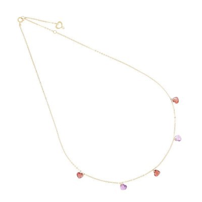 Girocollo 18kt Cuori nudi Viola e Rossi [abb9661d]