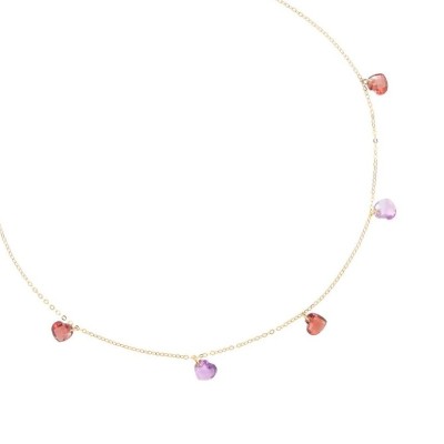 Girocollo 18kt Cuori nudi Viola e Rossi [729f2510]