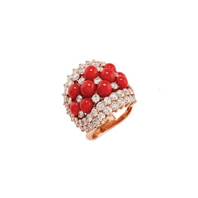 Anello Cherie Oro rosa 18kt diamanti e corallo [4ada8928]