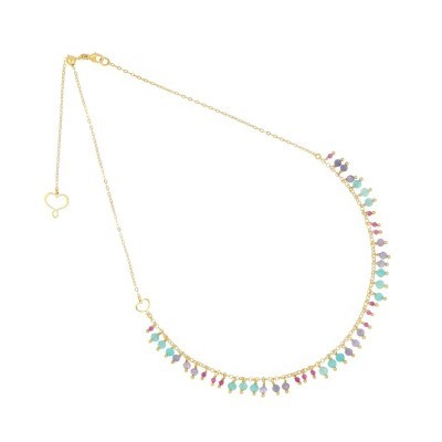 Girocollo Frange Amazzonite Tanzanite e Rubellite [7fc8e68b]