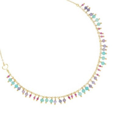 Girocollo Frange Amazzonite Tanzanite e Rubellite [a6eea586]